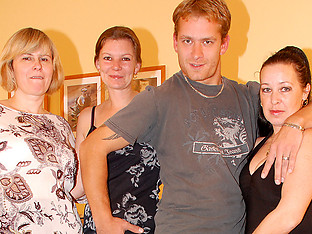 This lucky dude fucks three older women